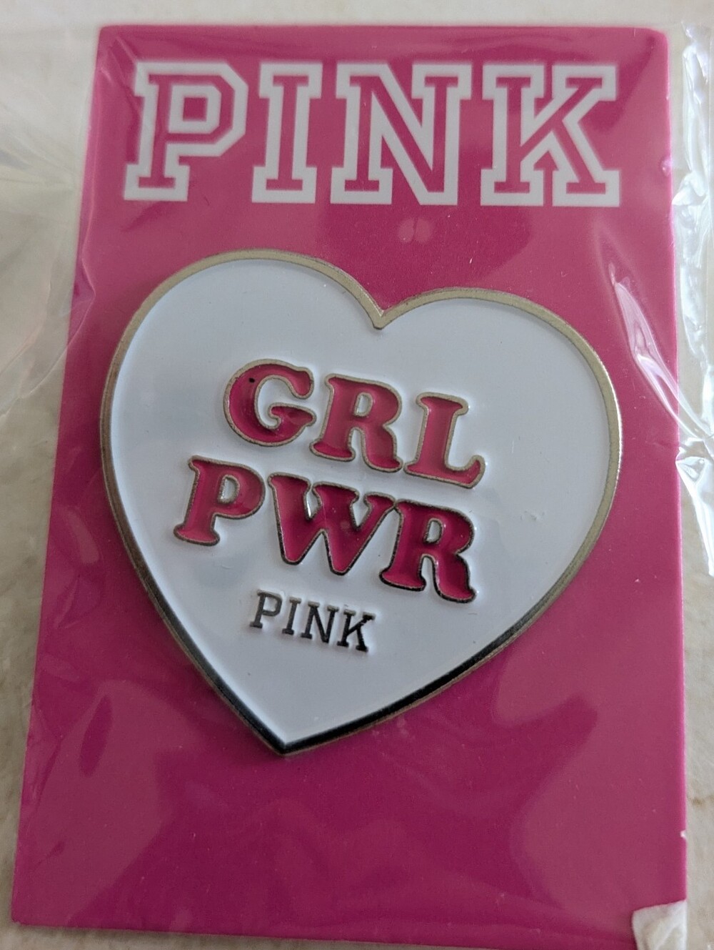 Victoria's Secret Pink GRL PWR Enamel Pin Girl Power New